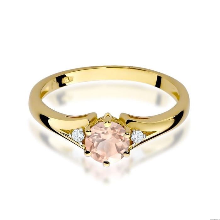 Pierścionek W0076 Morganit 0,40ct żółte złoto 375