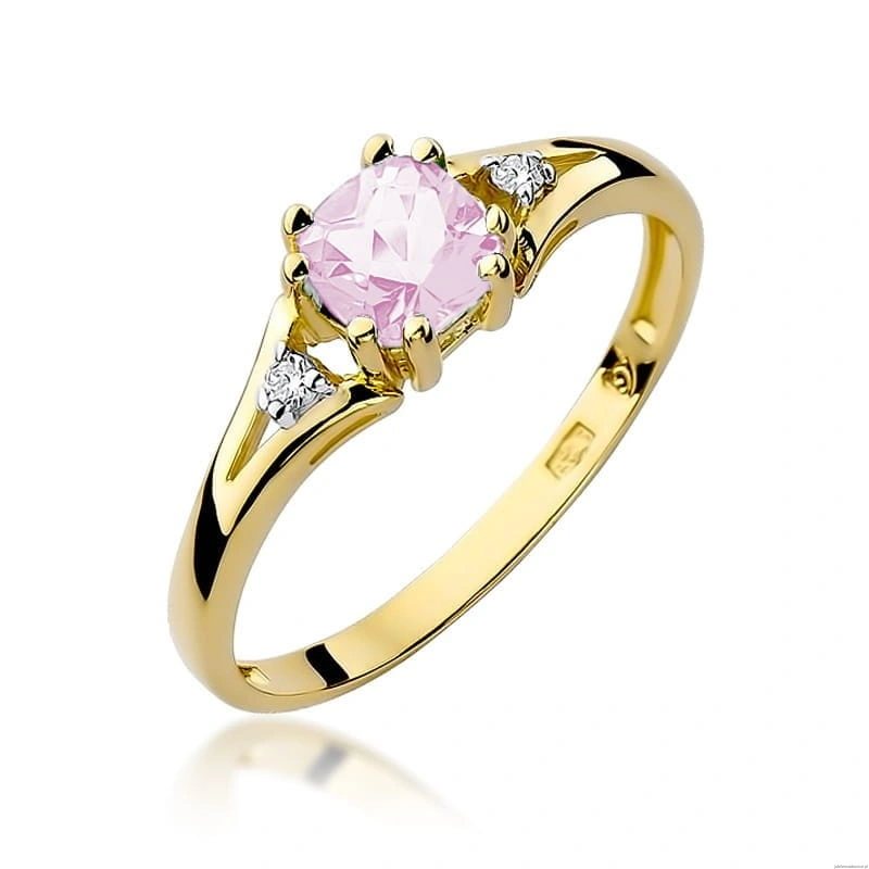 Pierścionek W0044 Różowy Topaz 0,65ct żółte złoto 375