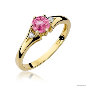 Pierścionek W0076 Różowy Topaz 0,60ct żółte złoto 375