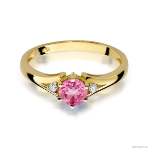 Pierścionek W0076 Różowy Topaz 0,60ct żółte złoto 375