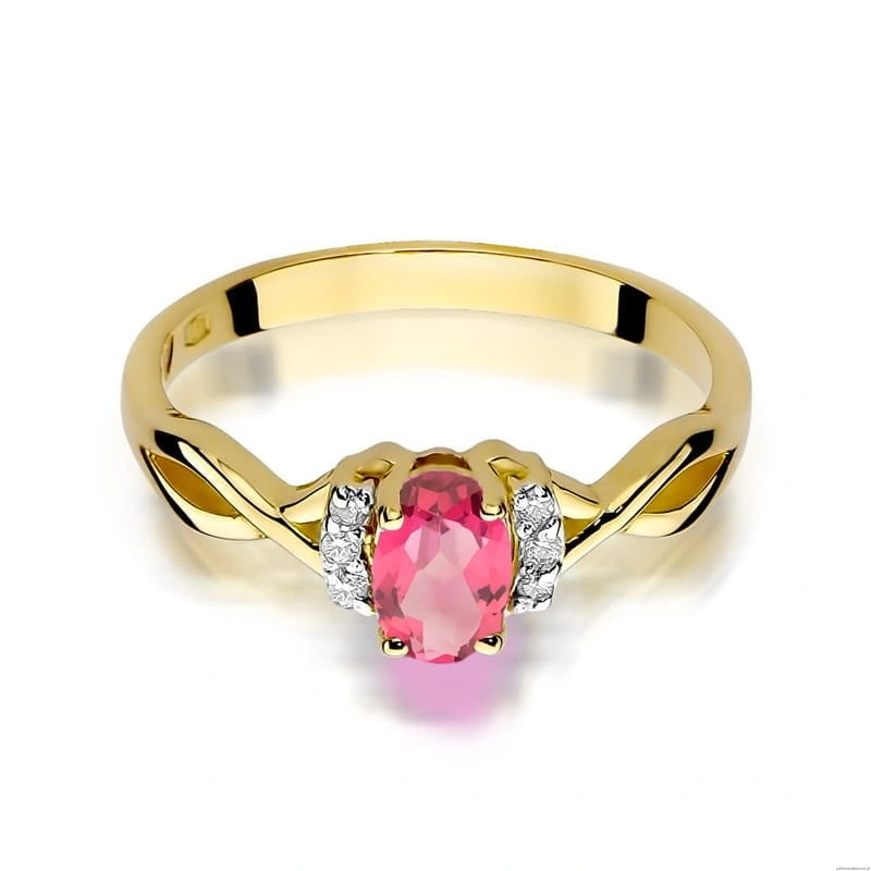 Pierścionek W0019 Topaz różowy 0,50ct żółte złoto 375