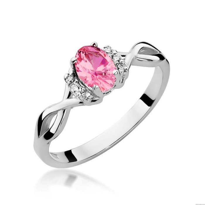 Pierścionek W0019 Topaz różowy 0,50ct białe złoto 375