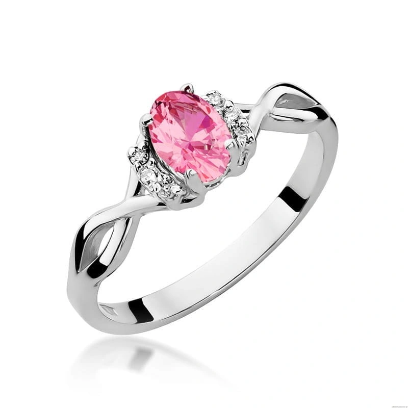 Pierścionek W0019 Topaz różowy 0,50ct białe złoto 375
