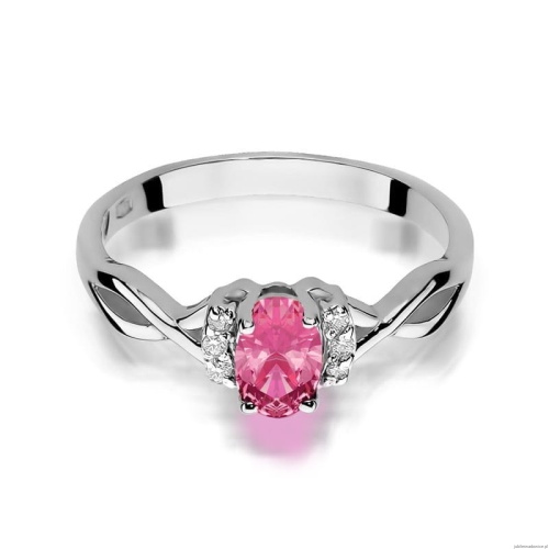 Pierścionek W0019 Topaz różowy 0,50ct białe złoto 375