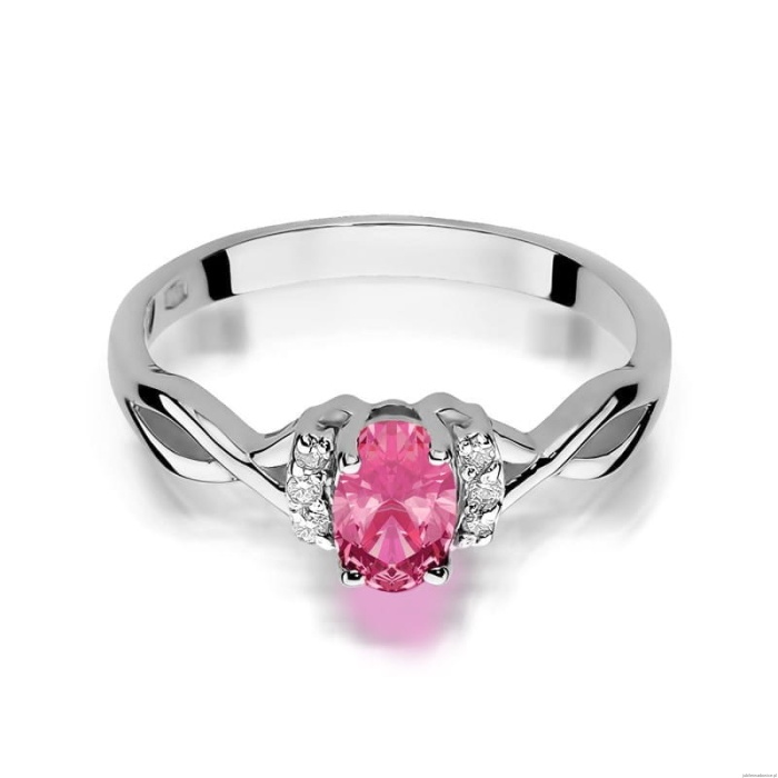 Pierścionek W0019 Topaz różowy 0,50ct białe złoto 375