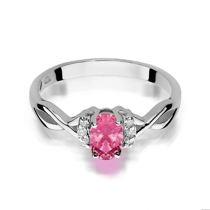 Pierścionek W0019 Topaz różowy 0,50ct białe złoto 375