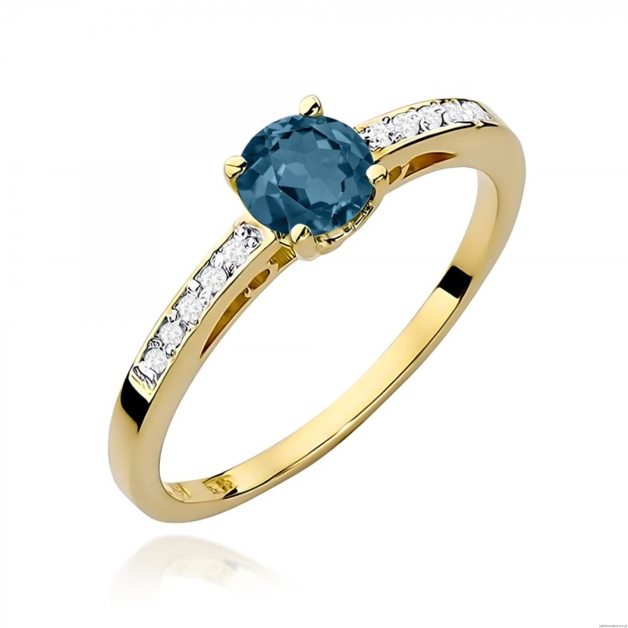 Pierścionek W0066 Topaz London Blue 0,50ct żółte złoto 375