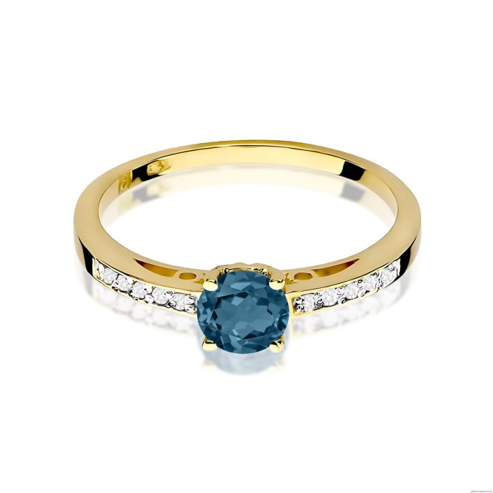 Pierścionek W0066 Topaz London Blue 0,50ct żółte złoto 375