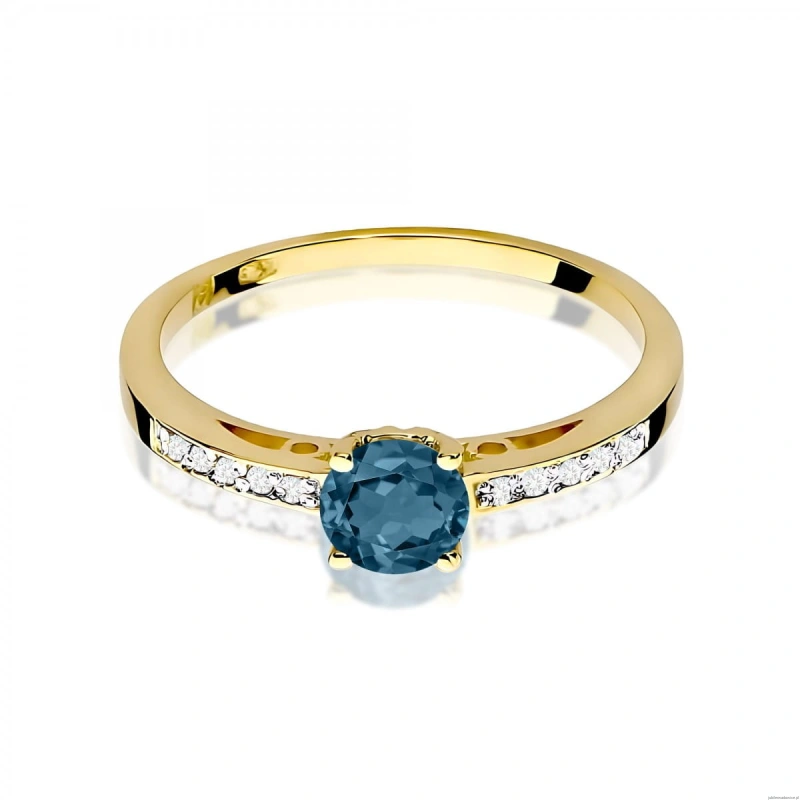 Pierścionek W0066 Topaz London Blue 0,50ct żółte złoto 375