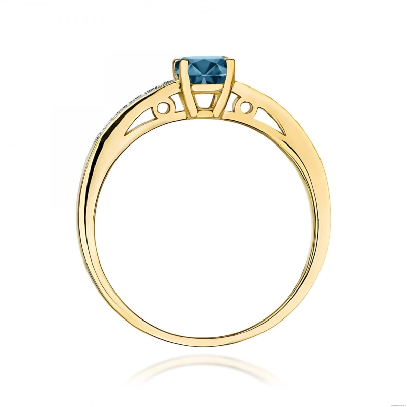 Pierścionek W0066 Topaz London Blue 0,50ct żółte złoto 375