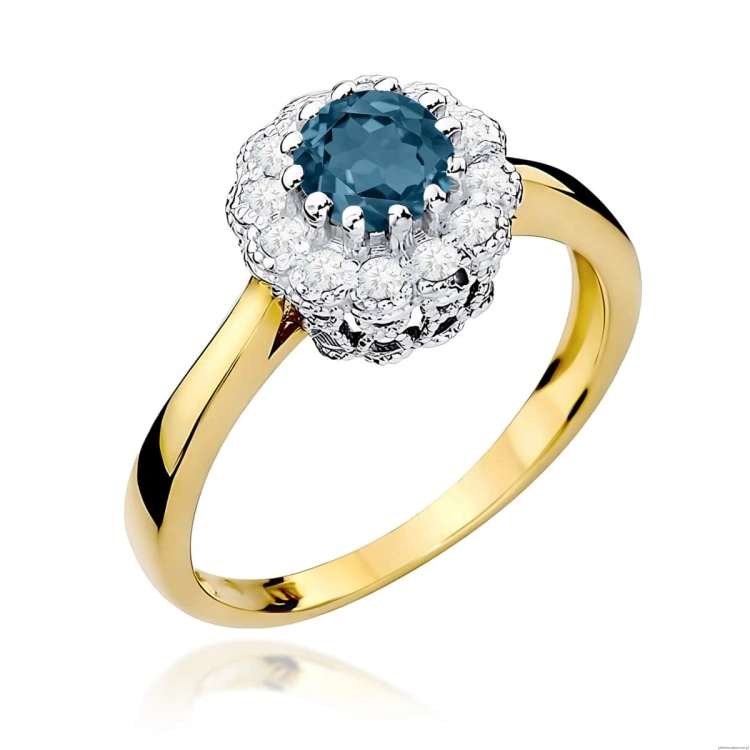Pierścionek W0284 Topaz London Blue 0,50ct żółte złoto 375