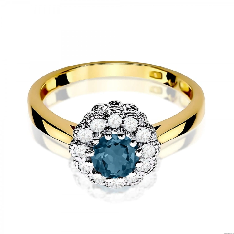 Pierścionek W0284 Topaz London Blue 0,50ct żółte złoto 375
