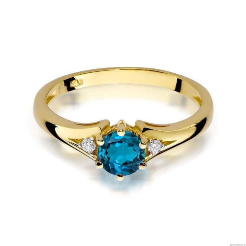 Pierścionek W0076 Topaz London Blue 0,50ct żółte złoto 375