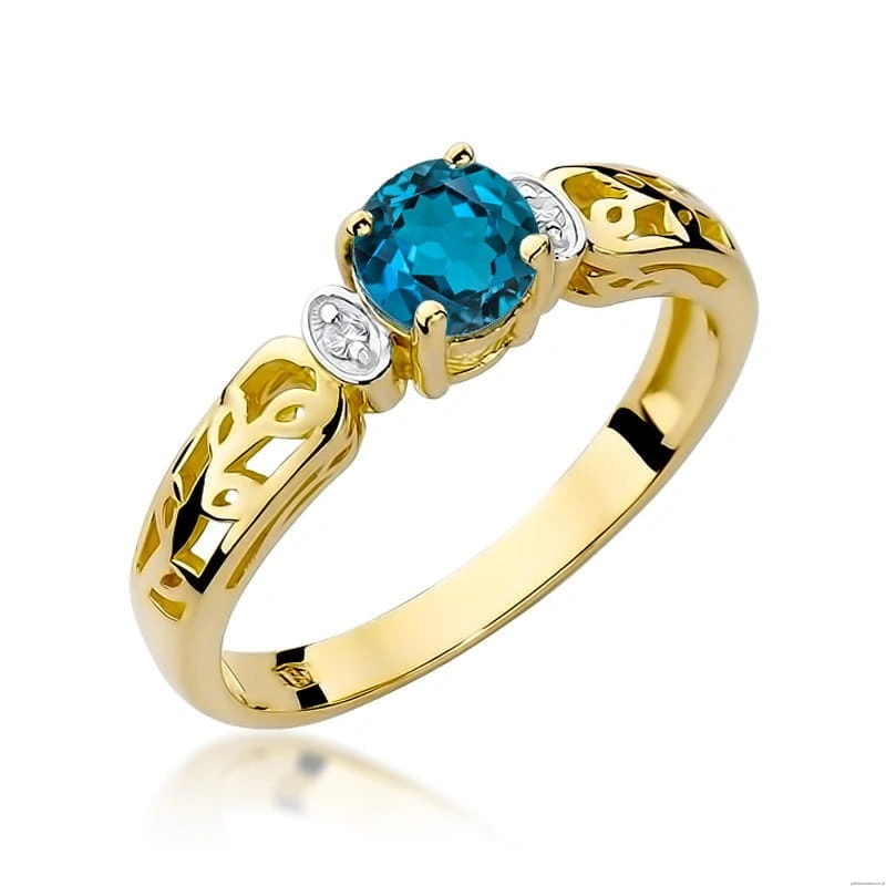 Pierścionek W0014 Topaz London Blue 0,50ct żółte złoto 375