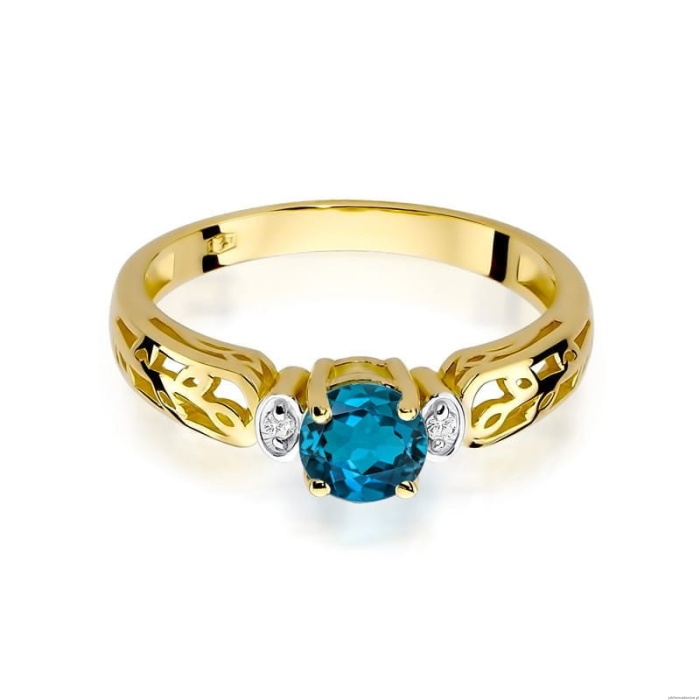 Pierścionek W0014 Topaz London Blue 0,50ct żółte złoto 375
