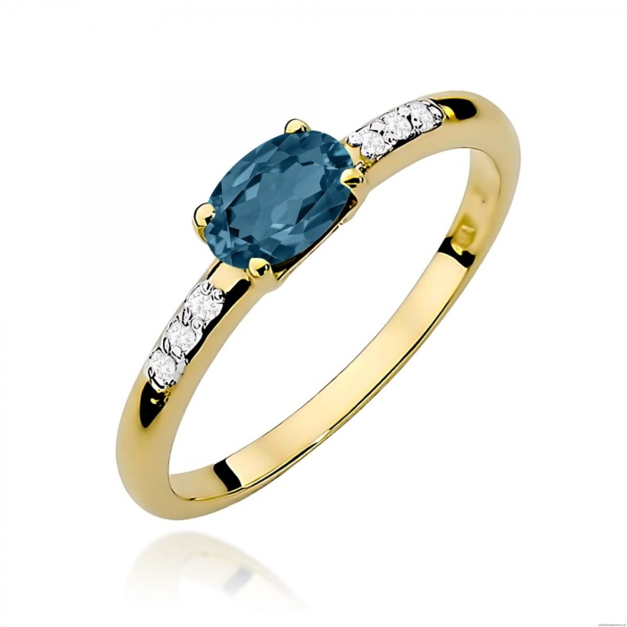 Pierścionek W0077 Topaz London Blue 0,50ct żółte złoto 375