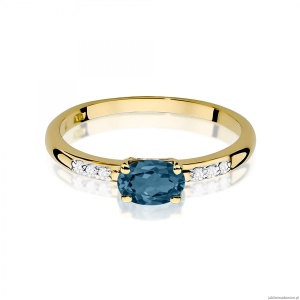 Pierścionek W0077 Topaz London Blue 0,50ct żółte złoto 375