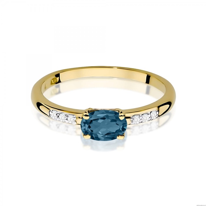Pierścionek W0077 Topaz London Blue 0,50ct żółte złoto 375