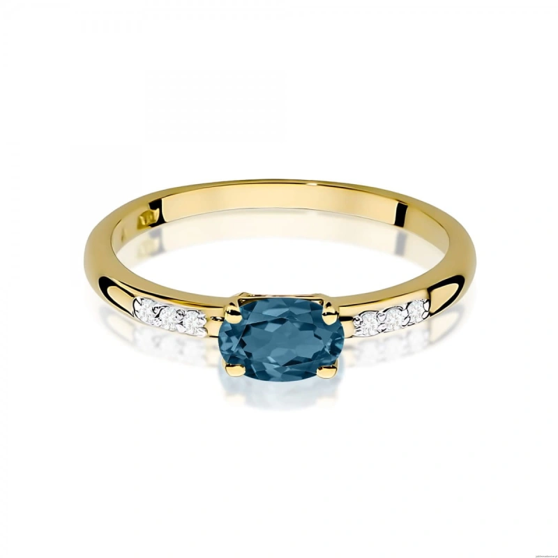 Pierścionek W0077 Topaz London Blue 0,50ct żółte złoto 375