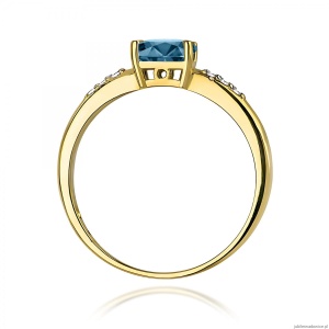 Pierścionek W0077 Topaz London Blue 0,50ct żółte złoto 375