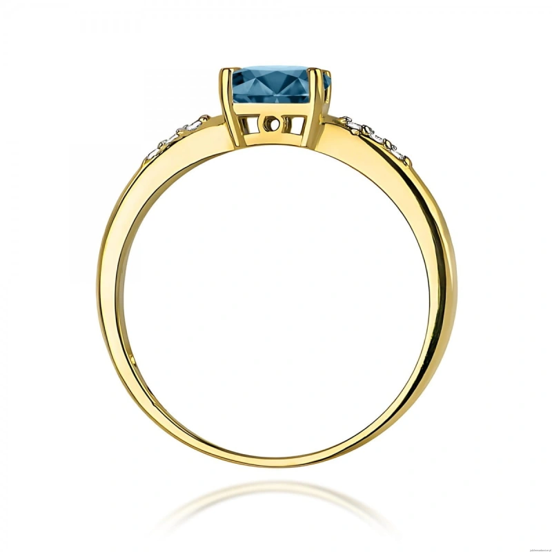 Pierścionek W0077 Topaz London Blue 0,50ct żółte złoto 375