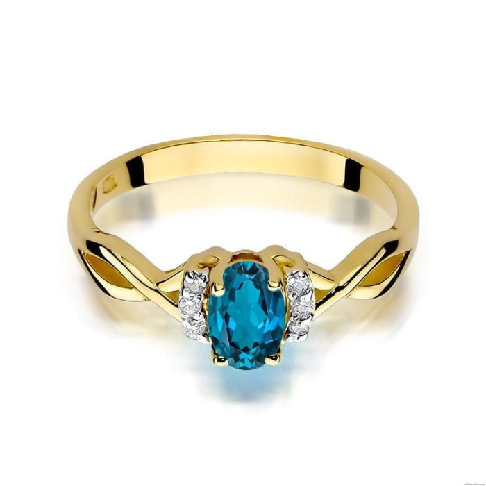Pierścionek W0019 Topaz London Blue 0,50ct żółte złoto 375