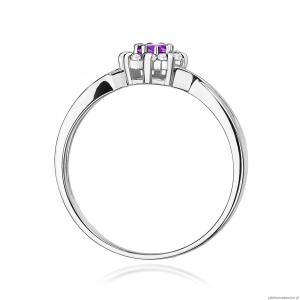 Pierścionek W0072 Ametyst 0,10ct białe złoto 375