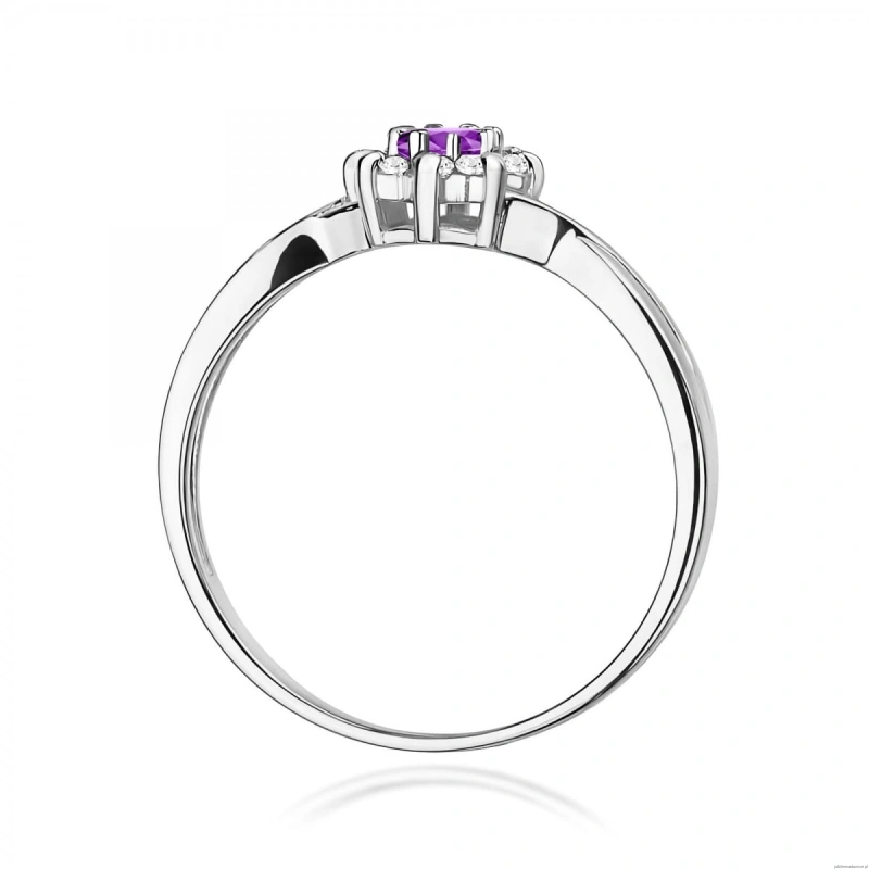 Pierścionek W0072 Ametyst 0,10ct białe złoto 375
