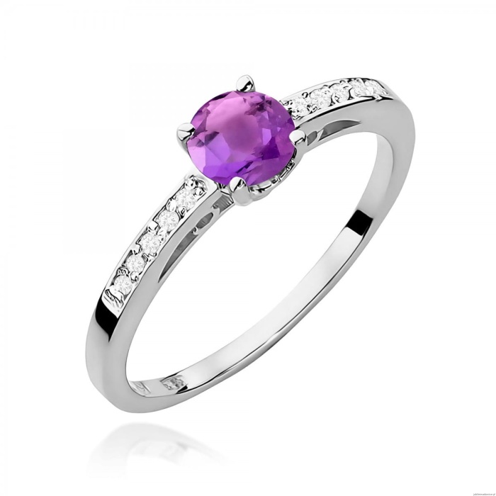 Pierścionek W0066 Ametyst 0,50ct białe złoto 375