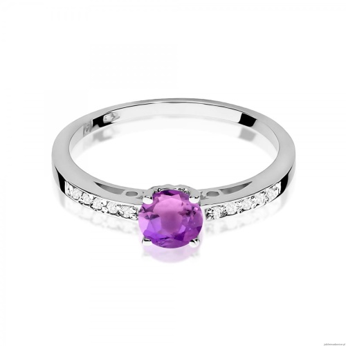 Pierścionek W0066 Ametyst 0,50ct białe złoto 375