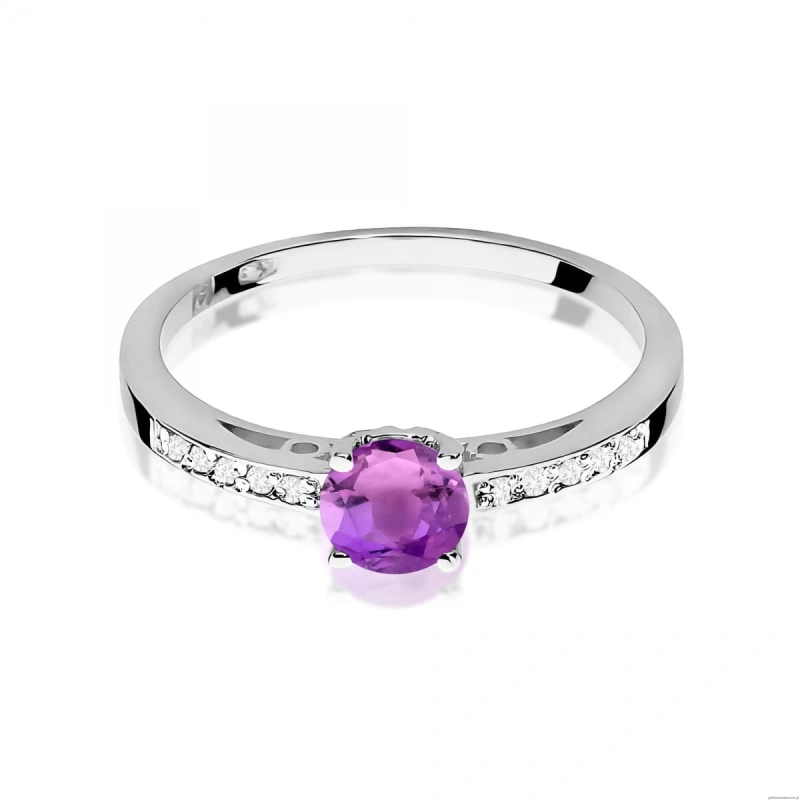Pierścionek W0066 Ametyst 0,50ct białe złoto 375