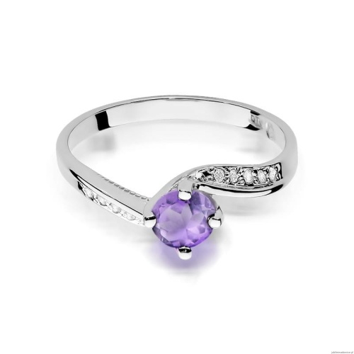 Pierścionek W0084 Ametyst 0,50ct białe złoto 375