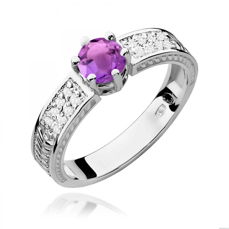 Pierścionek W0075 Ametyst 0,50ct białe złoto 375