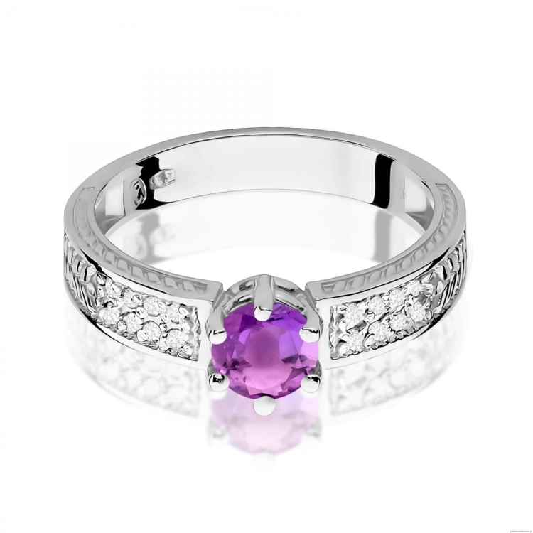 Pierścionek W0075 Ametyst 0,50ct białe złoto 375