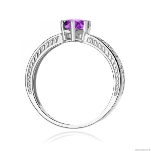 Pierścionek W0075 Ametyst 0,50ct białe złoto 375