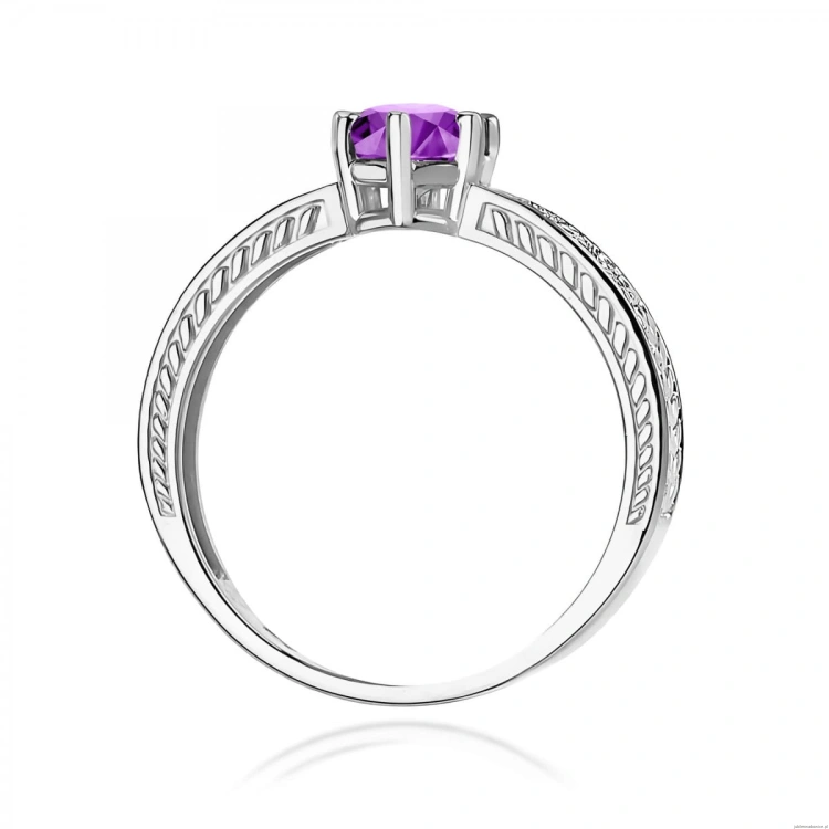 Pierścionek W0075 Ametyst 0,50ct białe złoto 375