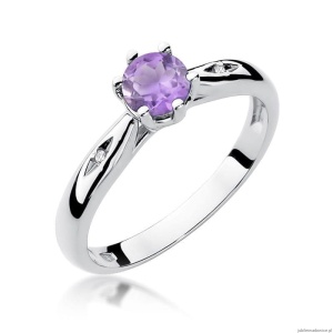 Pierścionek W0074 Ametyst 0,50ct białe złoto 375