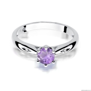 Pierścionek W0074 Ametyst 0,50ct białe złoto 375