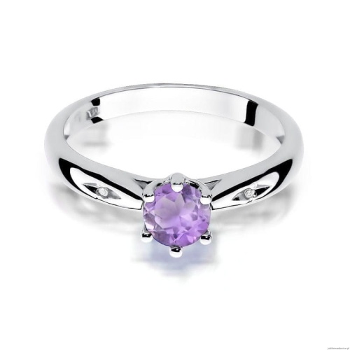 Pierścionek W0074 Ametyst 0,50ct białe złoto 375