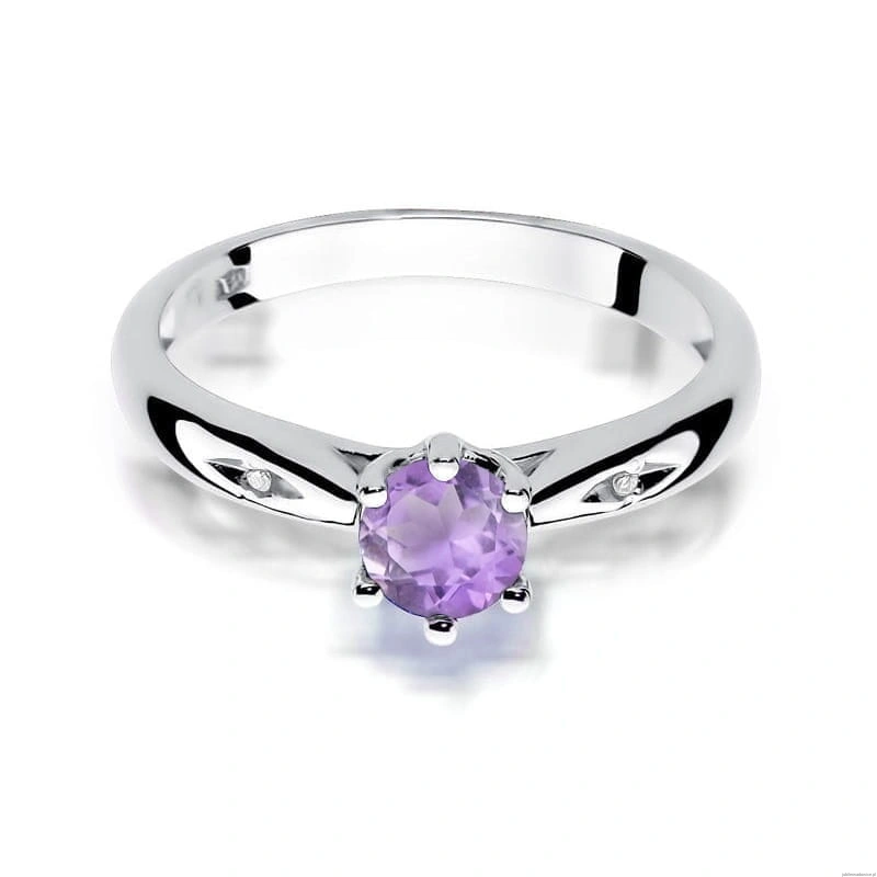 Pierścionek W0074 Ametyst 0,50ct białe złoto 375