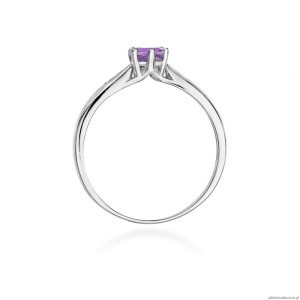 Pierścionek W0074 Ametyst 0,50ct białe złoto 375