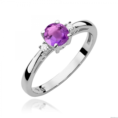 Pierścionek W0010 Ametyst 0,50ct białe złoto 375