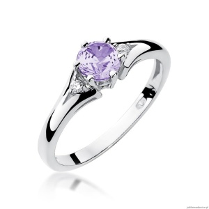 Pierścionek W0076 Ametyst 0,50ct białe złoto 375