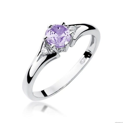 Pierścionek W0076 Ametyst 0,50ct białe złoto 375