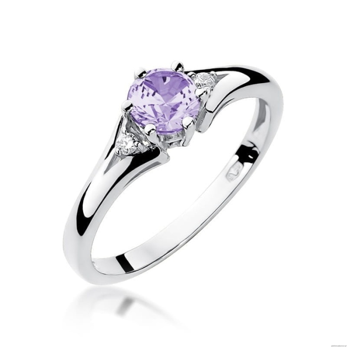 Pierścionek W0076 Ametyst 0,50ct białe złoto 375