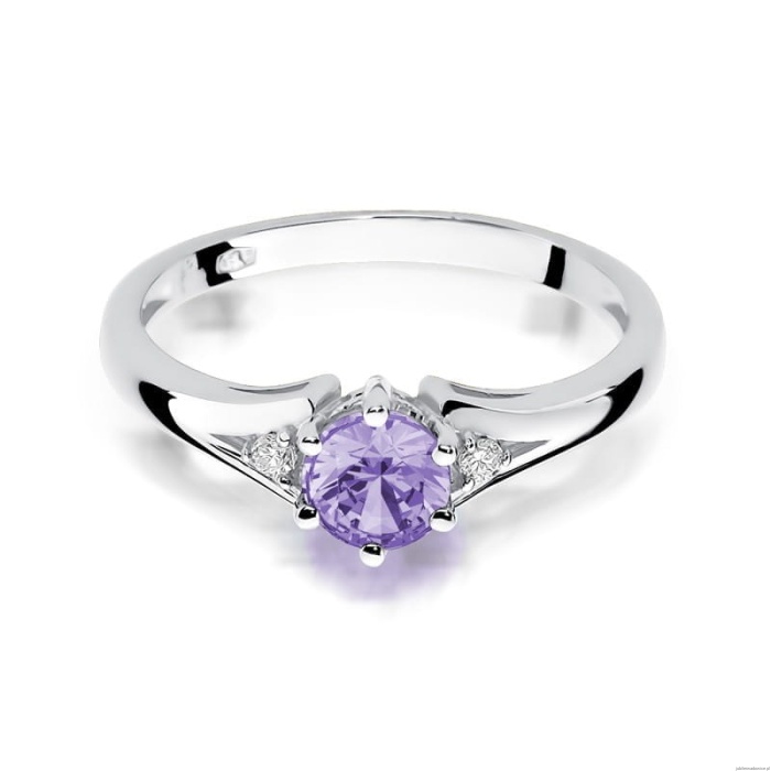 Pierścionek W0076 Ametyst 0,50ct białe złoto 375