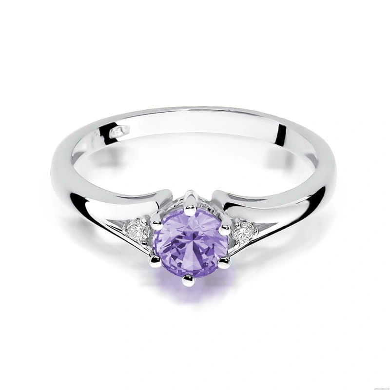 Pierścionek W0076 Ametyst 0,50ct białe złoto 375