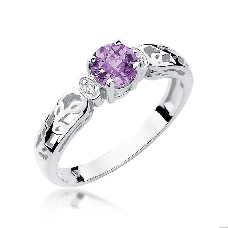 Pierścionek W0014 Ametyst 0,50ct białe złoto 375
