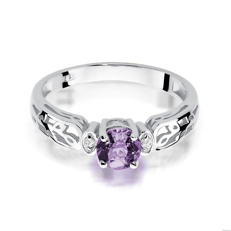 Pierścionek W0014 Ametyst 0,50ct białe złoto 375