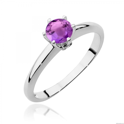 Pierścionek W0557 Ametyst 0,50ct białe złoto 375